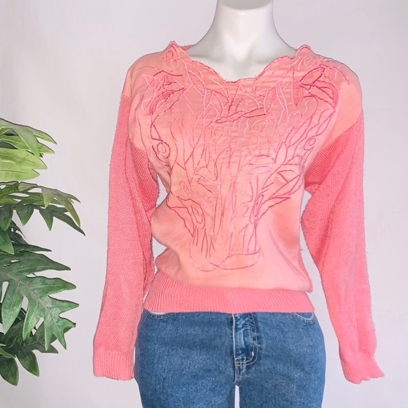 Vintage Sweaters - v i n t a g e :: 80s Pink Scalloped Pastel Sweater